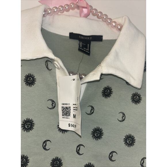 Women’s Baby Tee Sun Moon Sz Sm Y2K Funky VTG Fairy Event Concert 90s Goth Colla - Picture 3 of 5